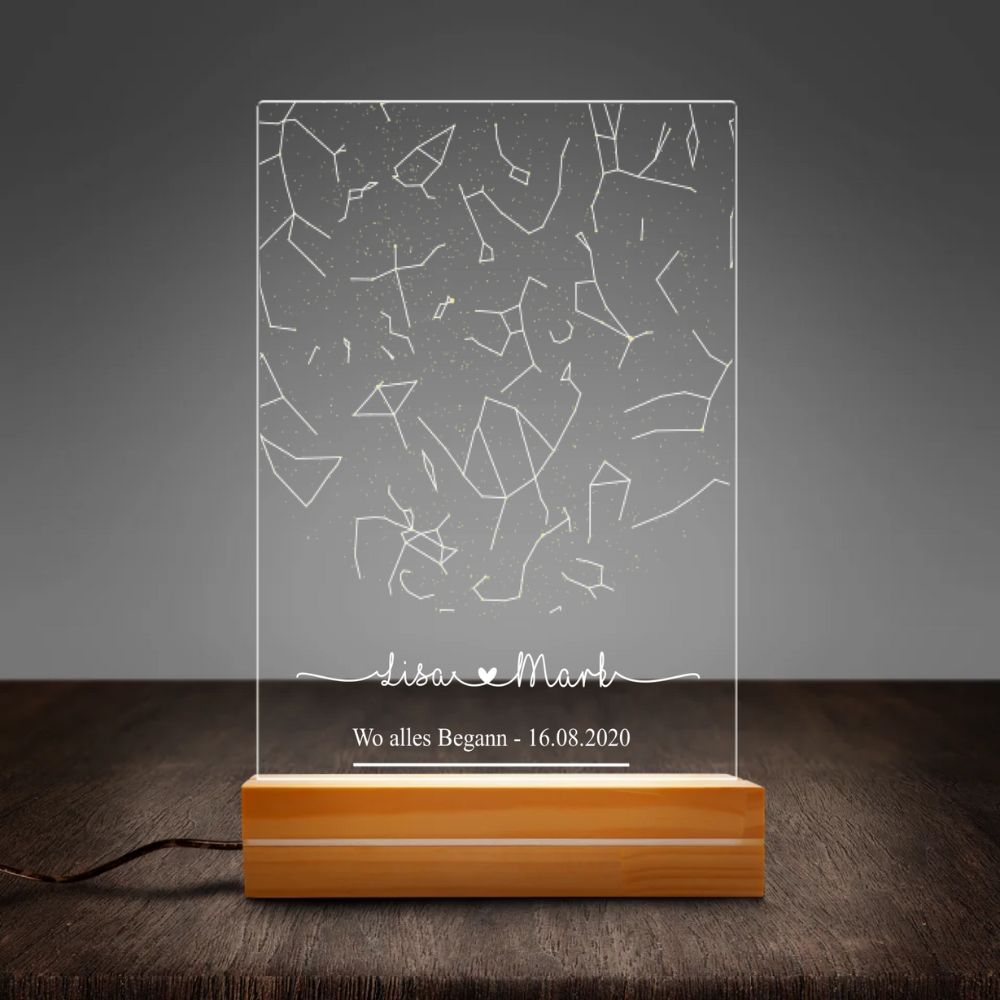 "Notre Journée" - Veilleuse personnalisée (avec socle en bois)