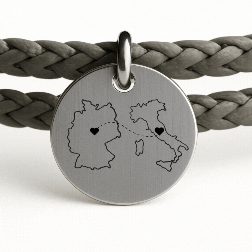 Zwei Orte Ein Herz - Partner Armband Grau