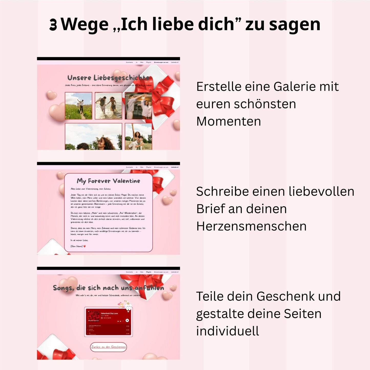 Liebespage - Personalisierte Liebeswebseite