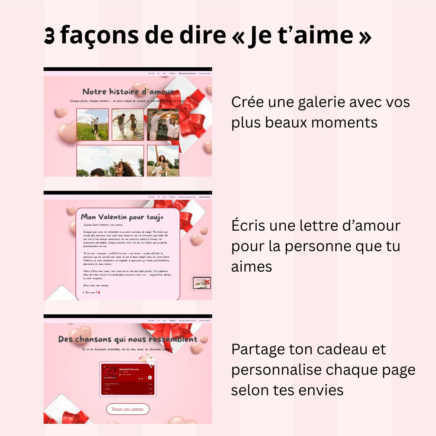 Page d’amour – site web d’amour personnalisé