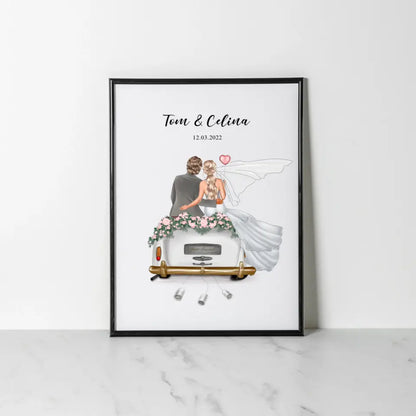Just Married - Affiche personnalisée comme cadeau monétaire